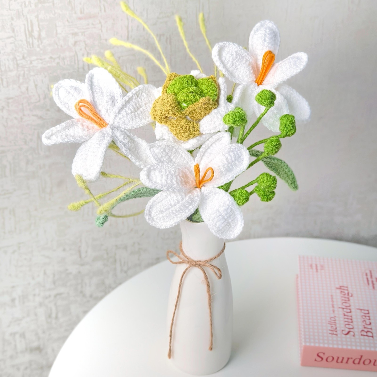 Crochet Tulip Bouquet Handmade Yarn Flowers Home Decor Desk Decor Gift for Her