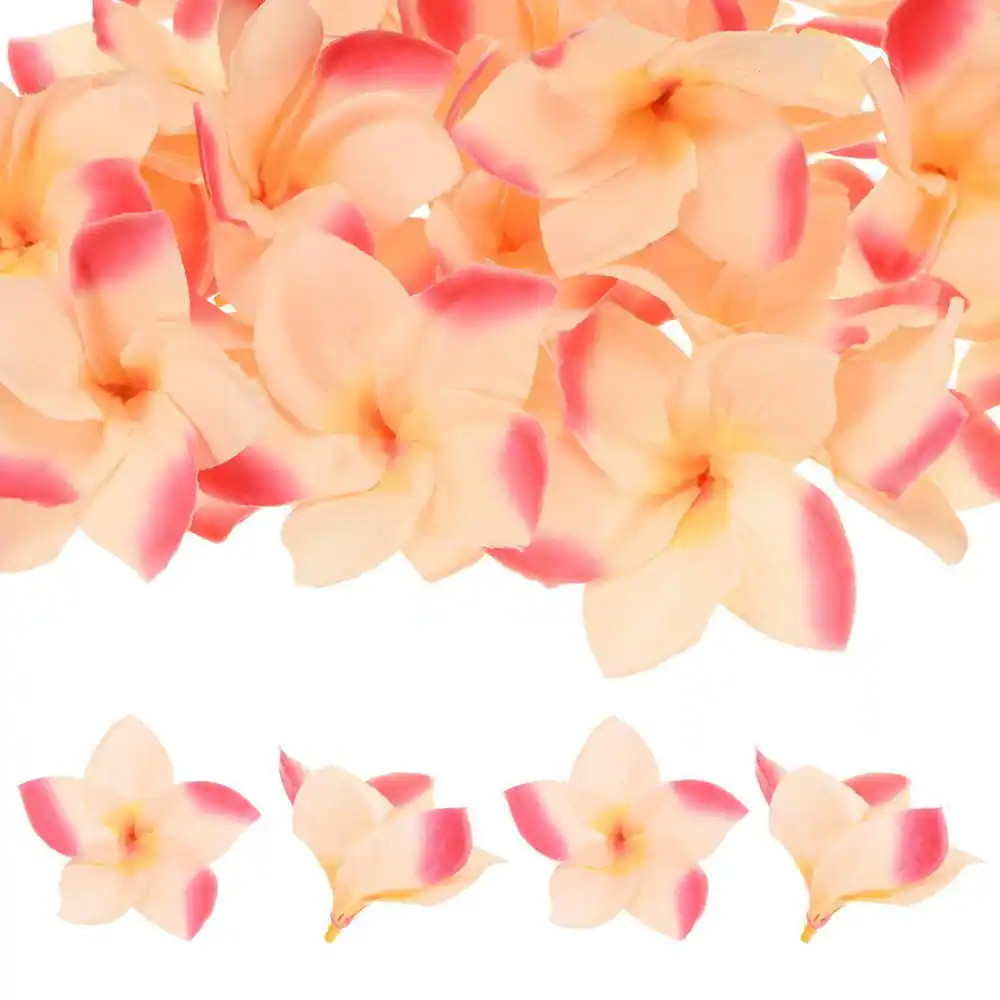 0.04 In. Artificial Champagne Red Indoor Outdoor Plumeria Silk Flower Heads for