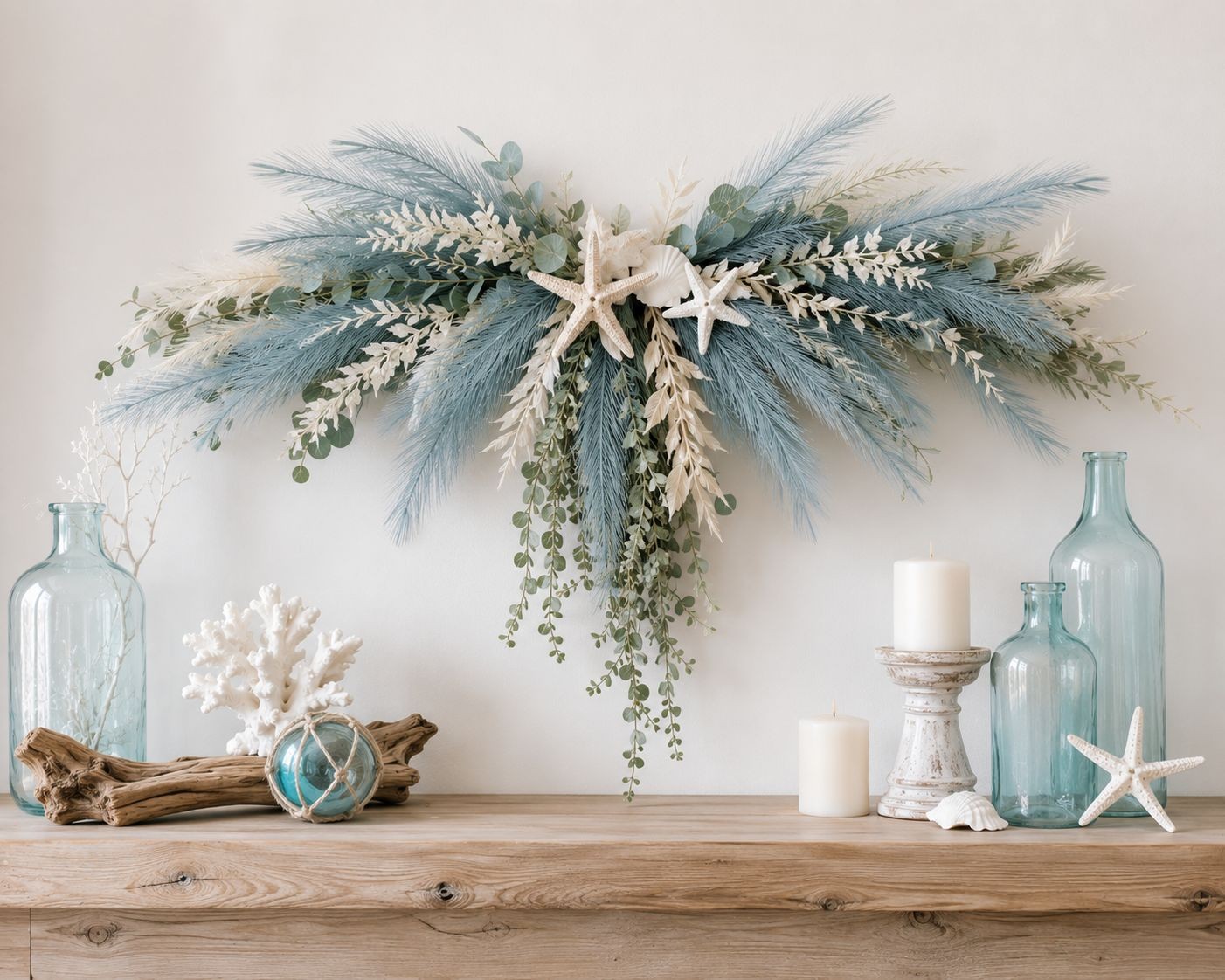 Smoky Teal Faux Pampas Grass Blue Pampas Stems Coastal Decor Boho Decor Wedding