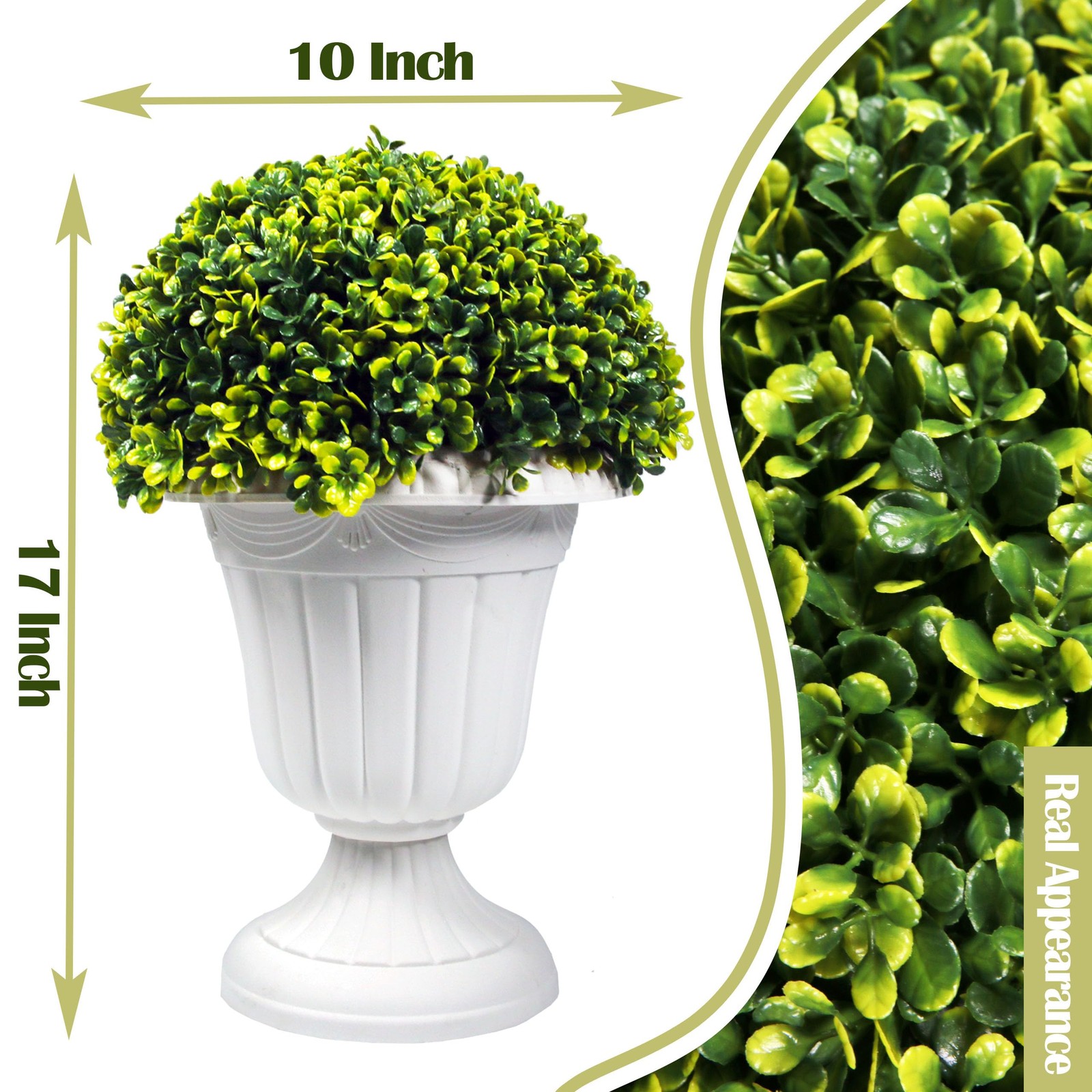 2 PCS 17″ Artificial Plastic Boxwood Ball Tree, Faux Potted Decorative Topiar…