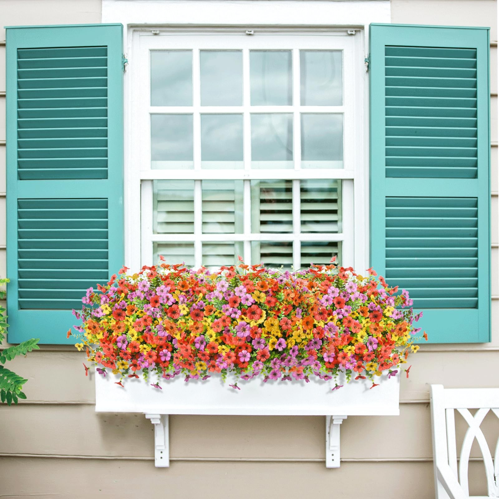 Artificial Flowers Faux Plants Outdoor Fake Flowers Spring Decor,12 Bundles R…
