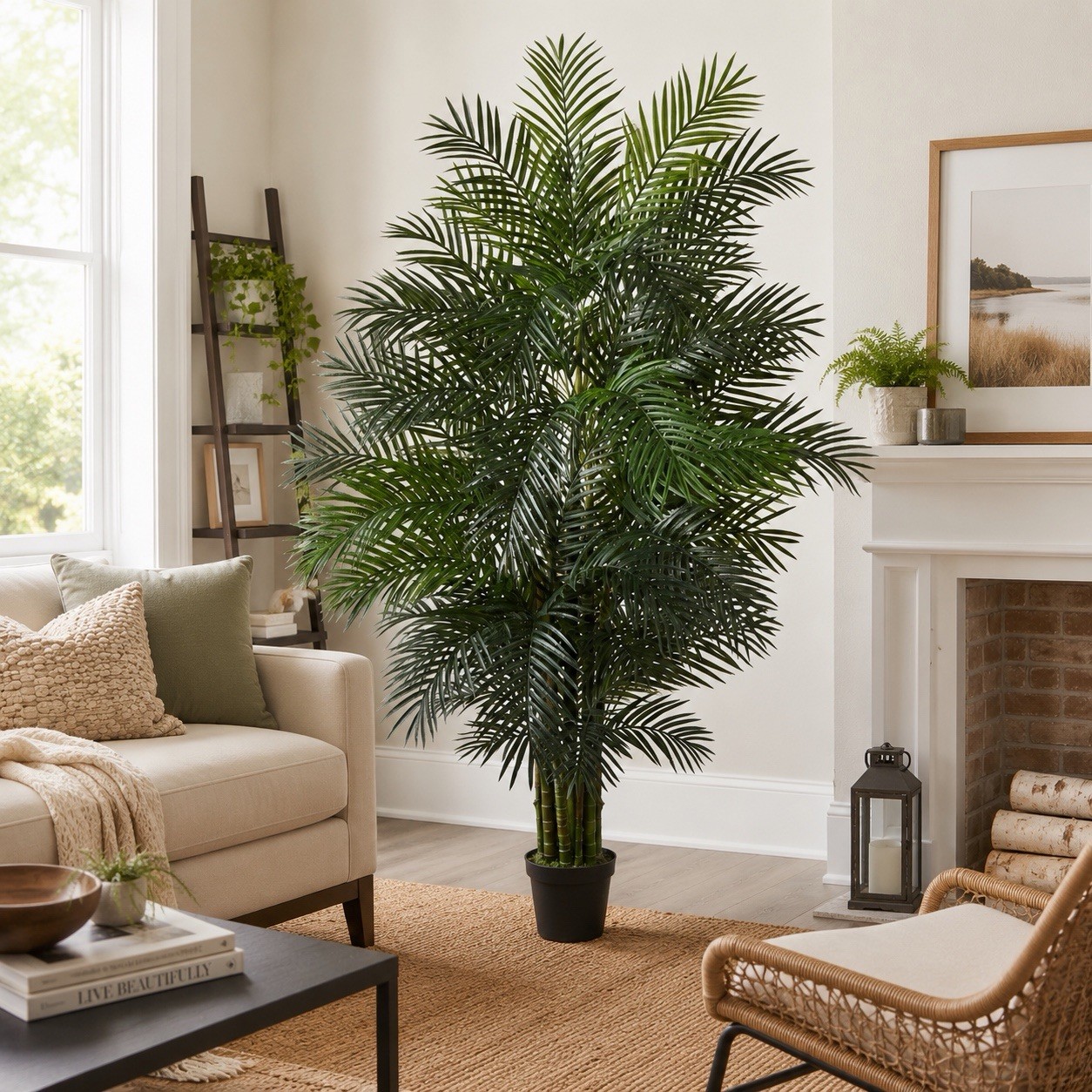 7.5’ UV Artificial Areca Tropical Palm Tree Indoor/Outdoor