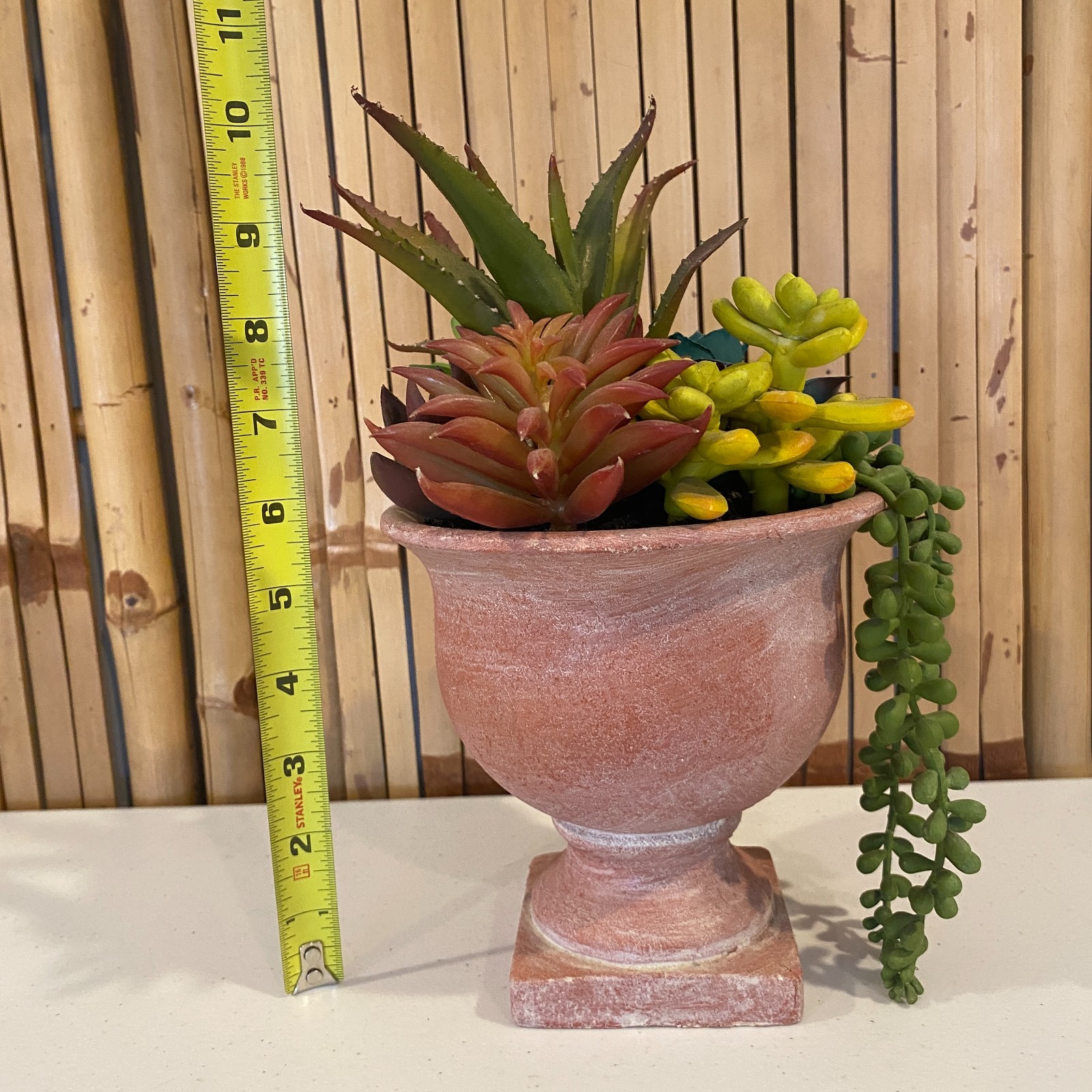 Cottagecore Faux Terracotta Pottery Succulent Arrangement Desert Boho Home Decor