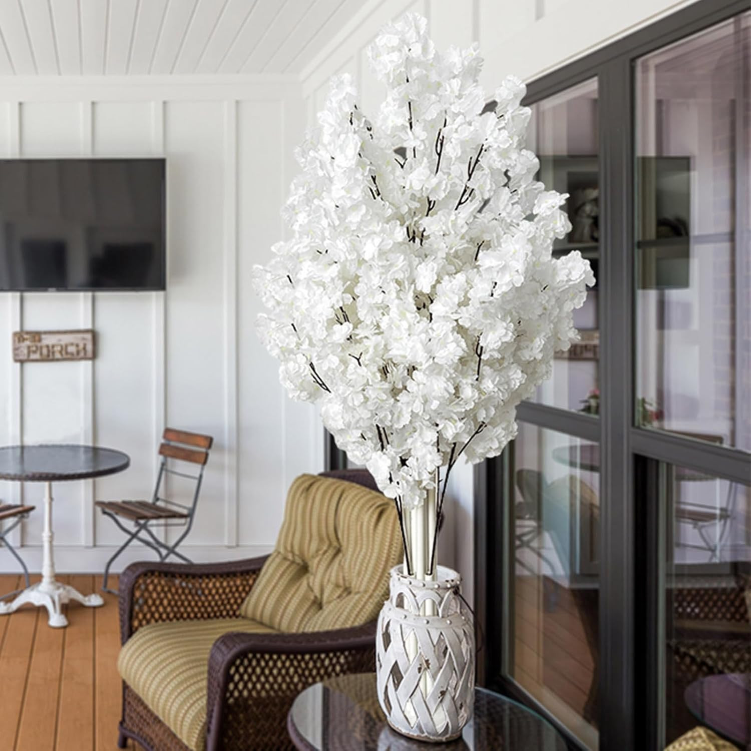 White Cherry Blossom Tree with Stand for Wedding & Party Decor