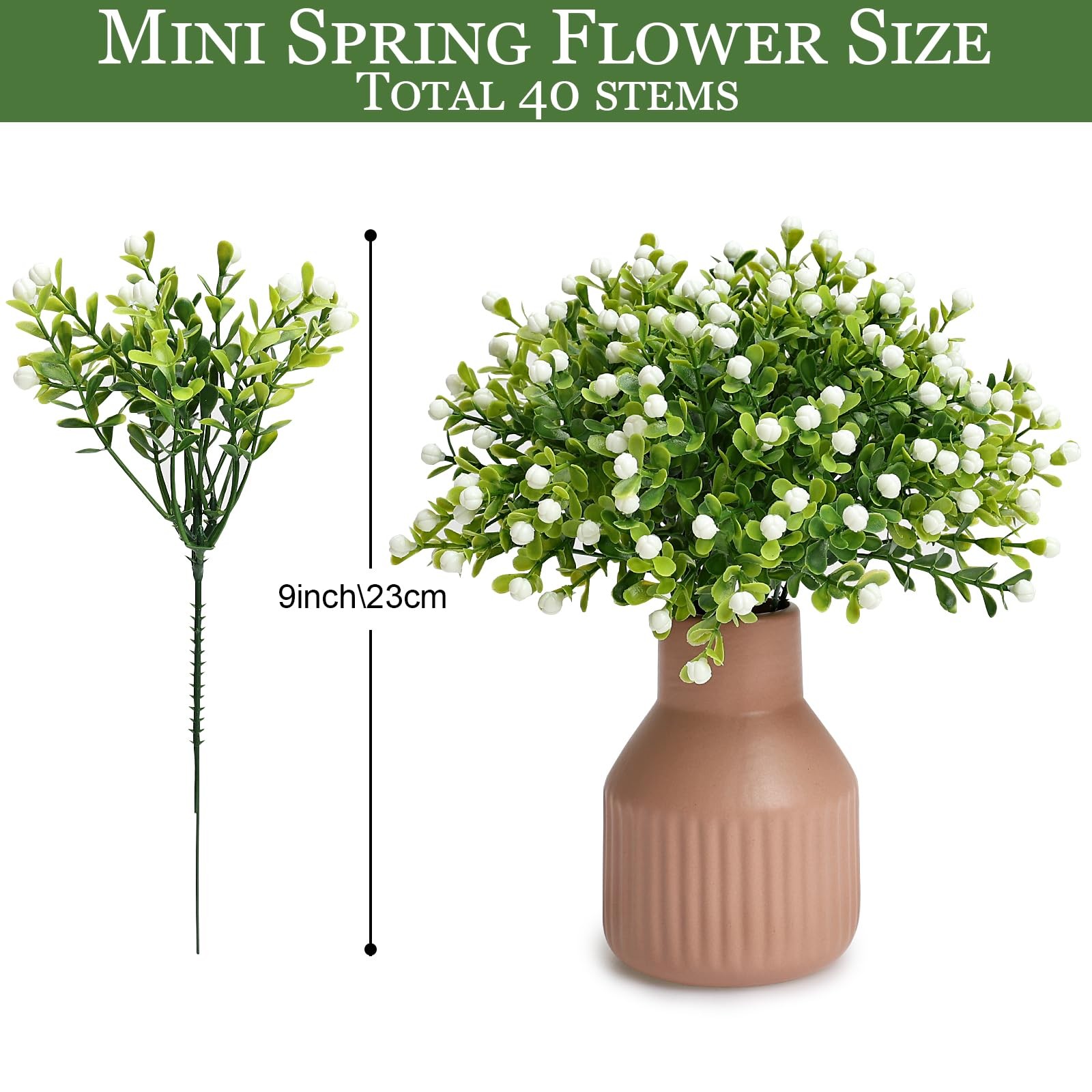 40 PCS Little Artificial Flowers Vase Filler – Baby’s Breath Stems Faux Flora…