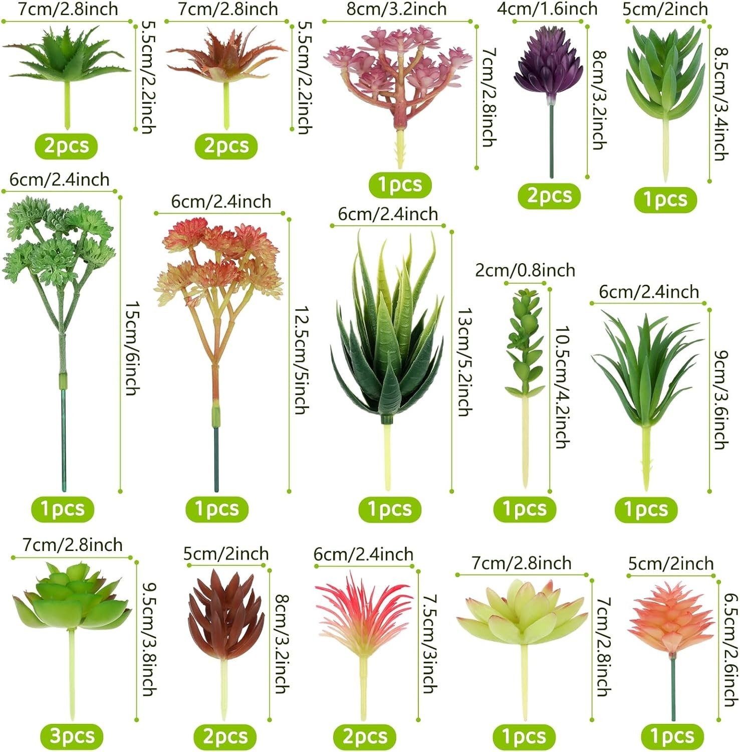 20/22 Pack Artificial Succulents Plants Unpotted Fake Succulents for Home Office