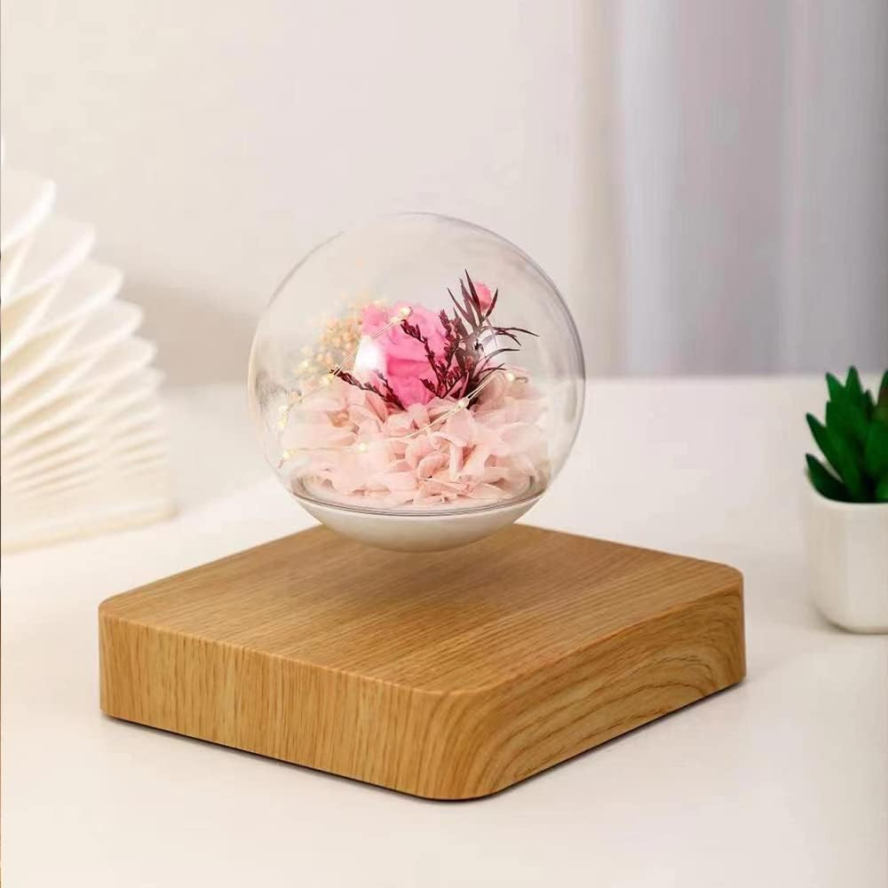 Magnetic Levitating Flower, Forever Flowers Real Eternal Roses, Levitation LED L