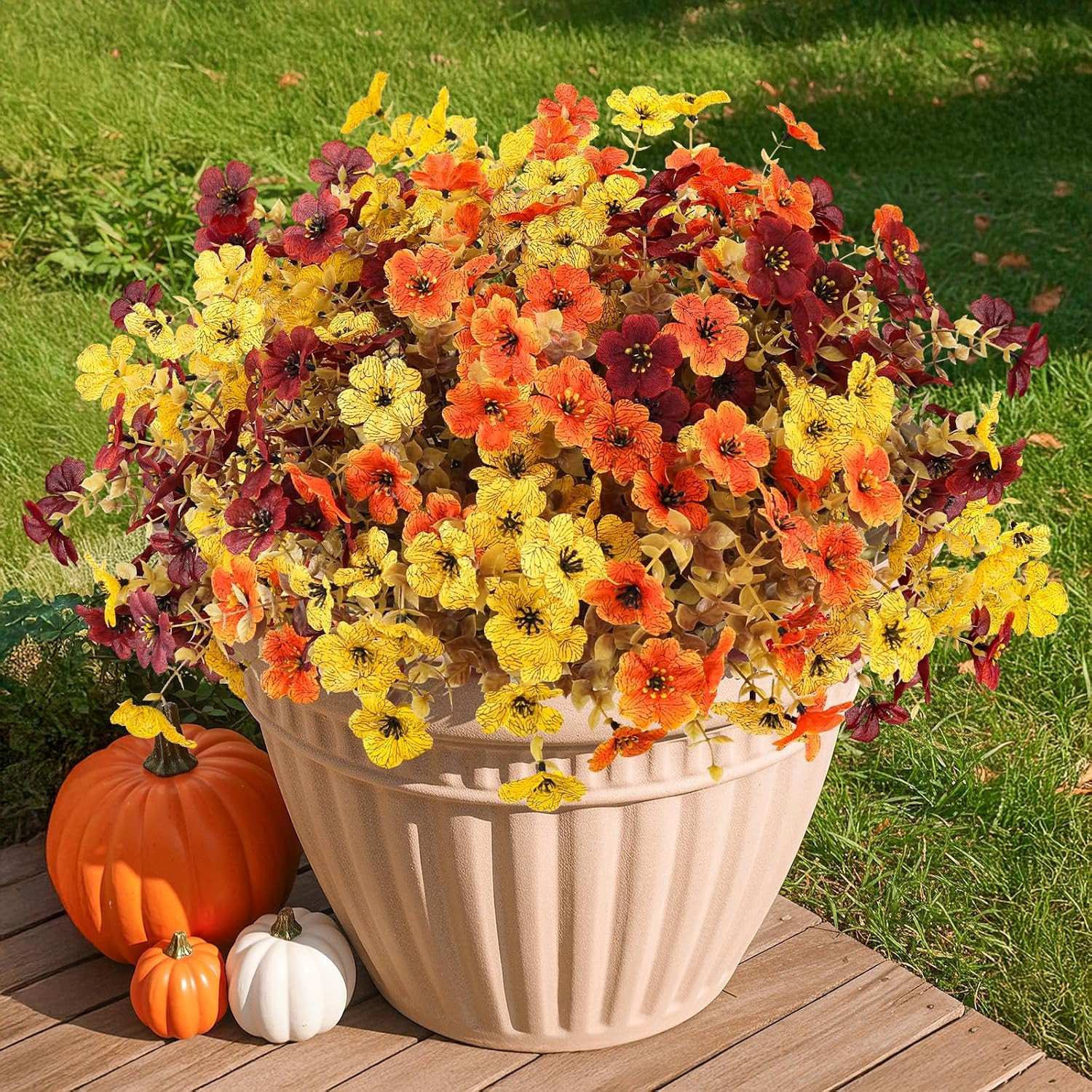 Artificial Fall Flowers Outdoors UV Resistant Fake Mums Bulk outside Faux Mums P