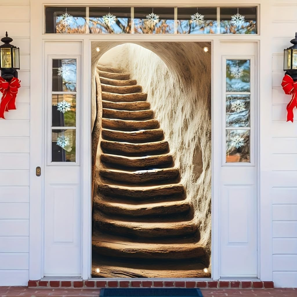 Rustic Stone Stairway 71X35 Inch Ancient Cave Steps Design Outdoor Decoration Vi