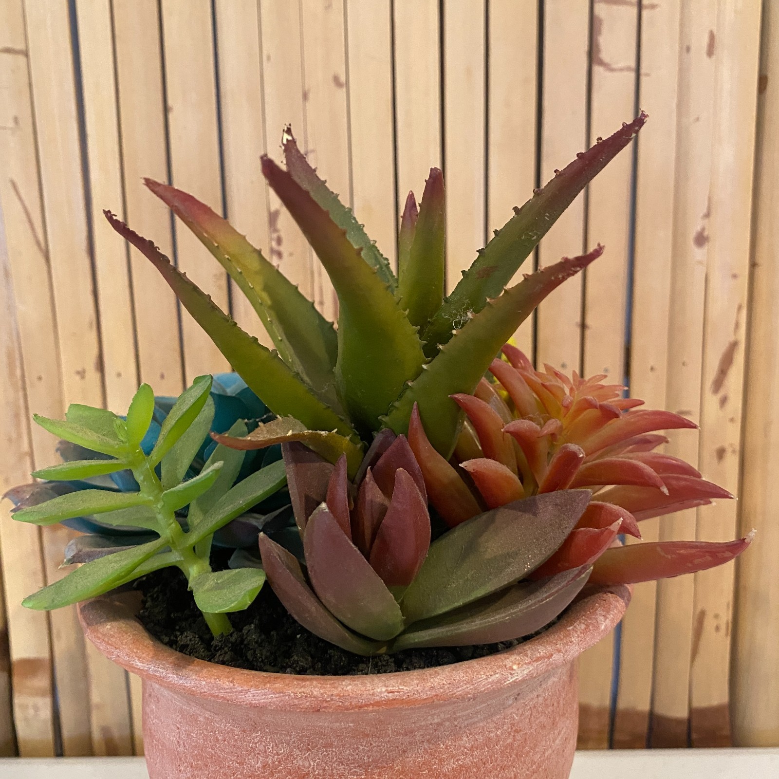 Cottagecore Faux Terracotta Pottery Succulent Arrangement Desert Boho Home Decor
