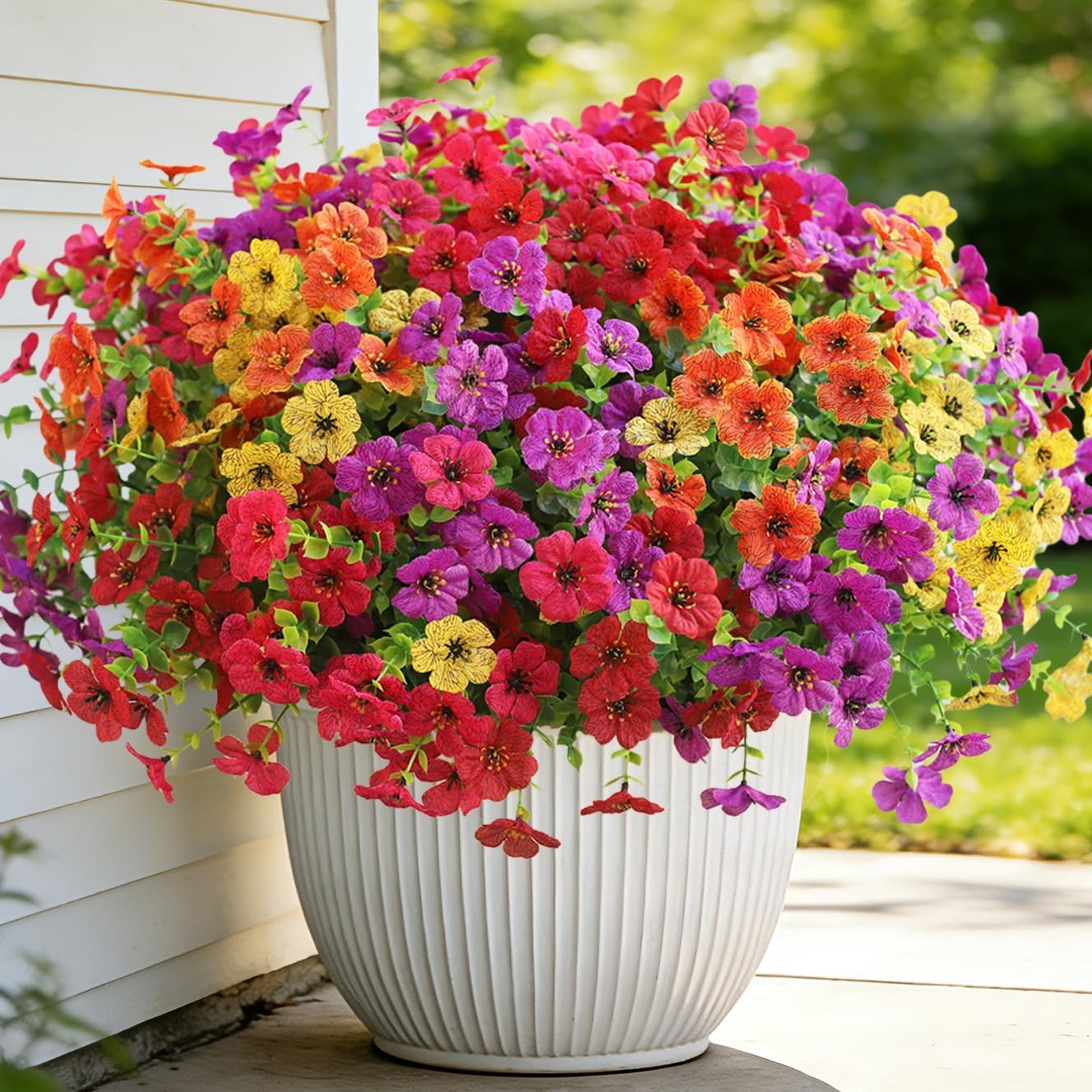Artificial Flowers for Outdoors, Fake Faux Plants Outside Realistic Spring Su…