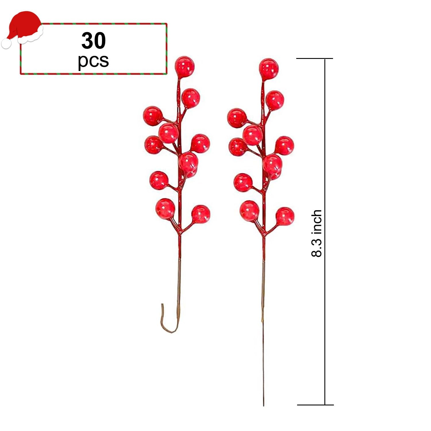 30 Pack Red Berry Stems, Artificial Holly Berries for Christmas Tree Picks De…