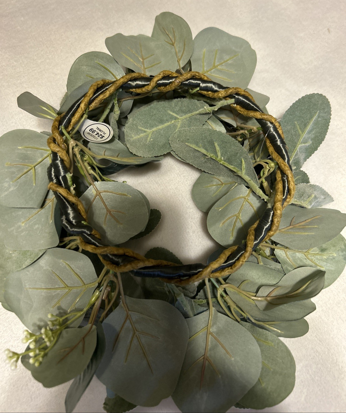 Hobby Lobby Wreath Faux Lambs Ear and Eucalyptus & White Berries 14″