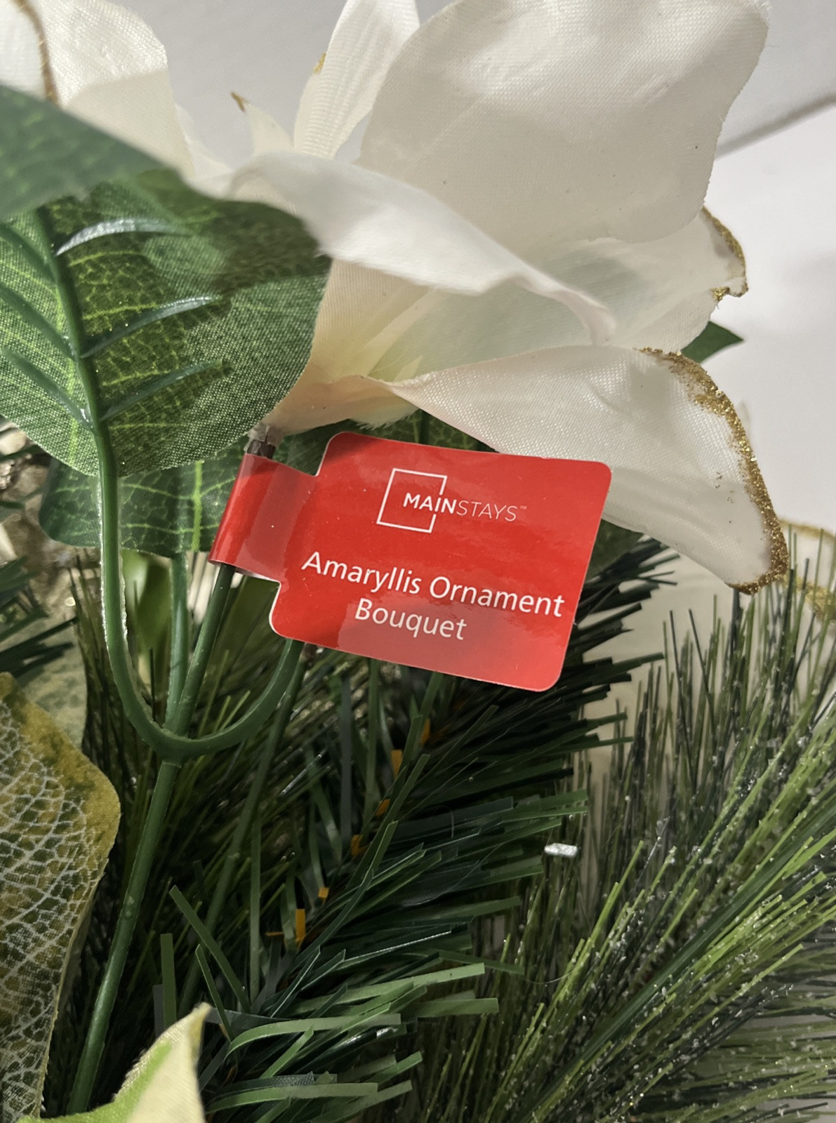 1 Mainstay Amaryllis Ornament Bouquet Artificial Flowers 20 Inch Decor NWT