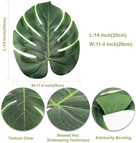 AerWo 48 Pcs Palm Leaves, Artificial Tropical Monstera Fake Leaves, Fake Palm…
