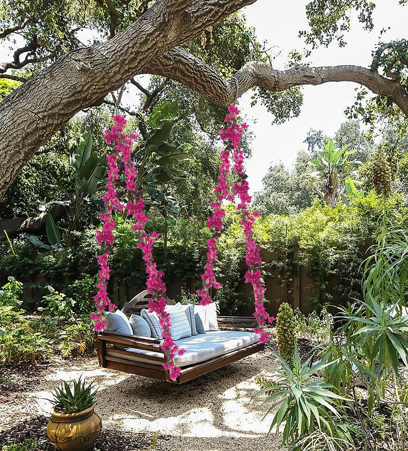 5.9 Ft Artificial Bougainvillea Flowers Garland 2PCS Fake Silk Bougainvillea Vin