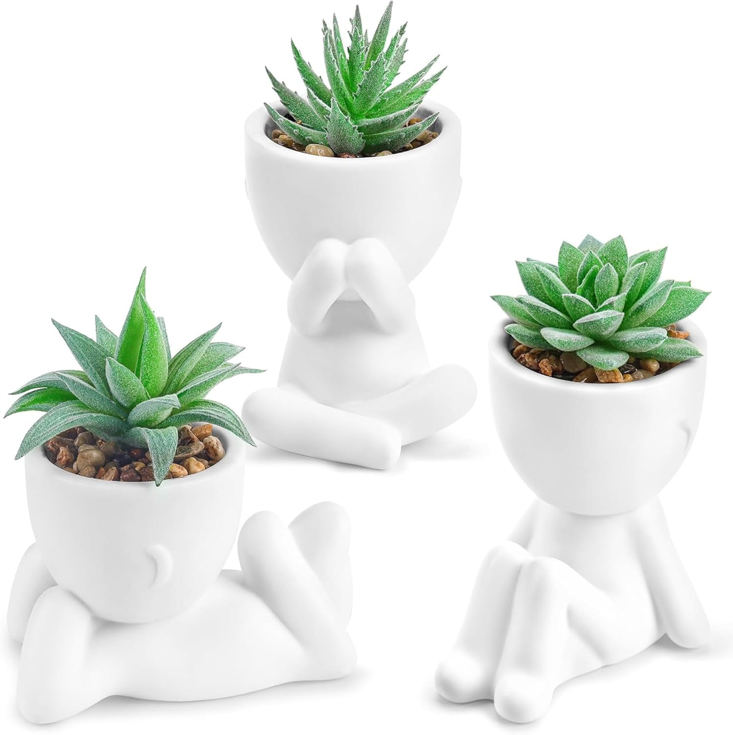 3 Pack Fake Plants Artificial Succulents Plants for Room Bathroom Home Office…