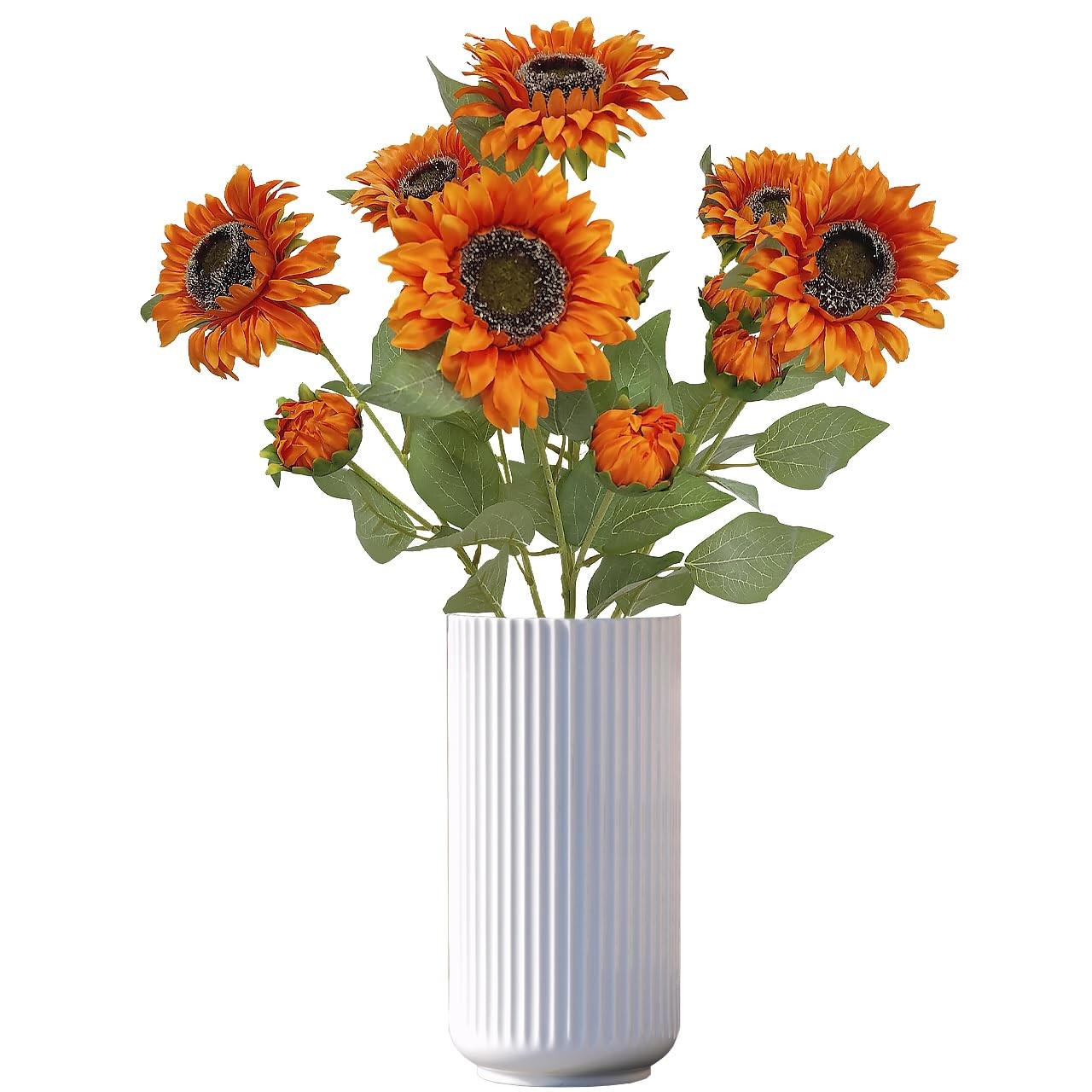 6 Pcs Red Artificial Sunflowers Fake Sun Flowers for Home Decor Wedding