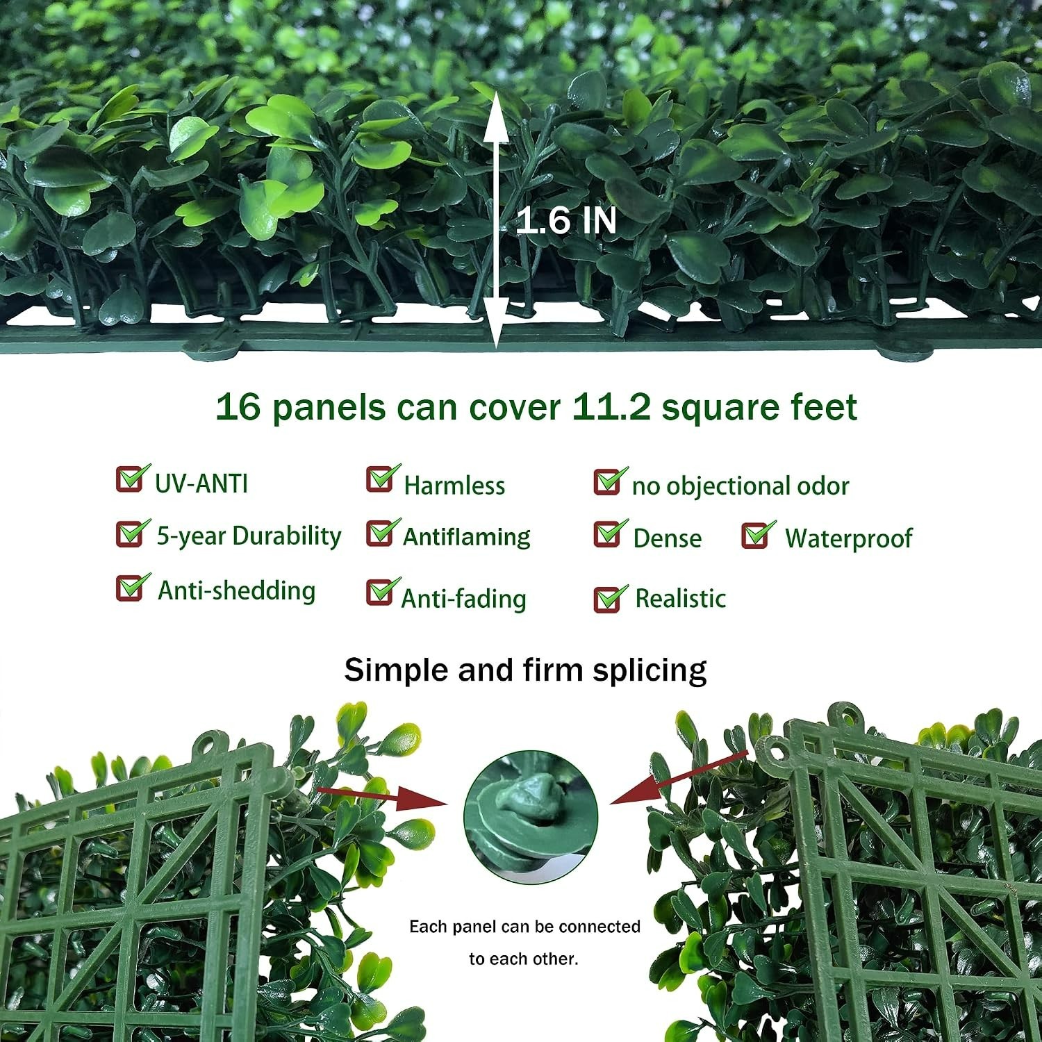 Transformative 10×10 Artificial Green Wall Panels, Perfect for Privacy