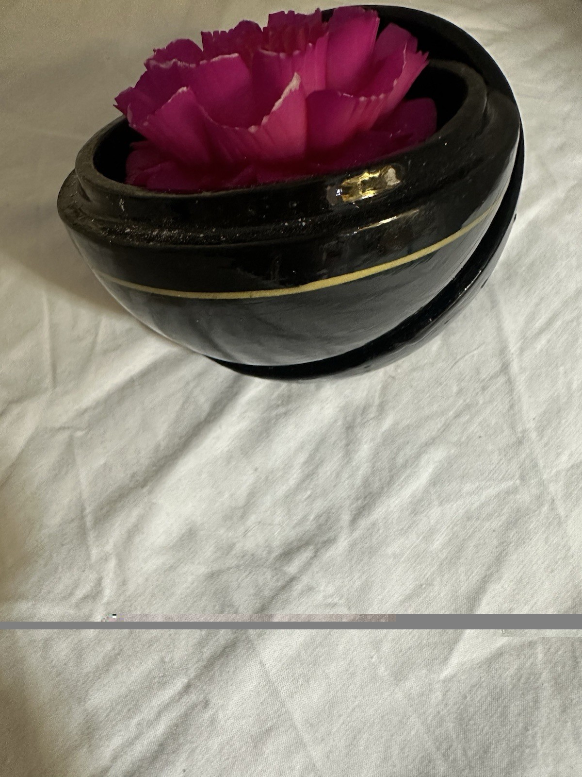 Pink Rose- Hand Carved Display Soap In Black Trinket Container With Lid