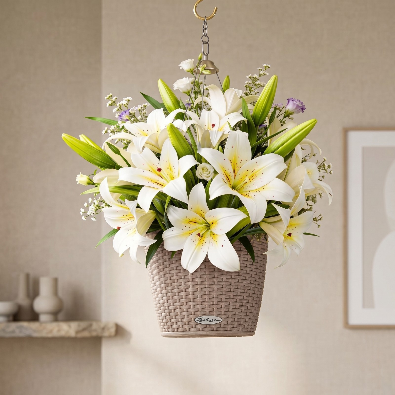 6 Bundles 18 Artificial Lily Flowers with 12 Heads Fully Bloomed Lilies & 6 Buds