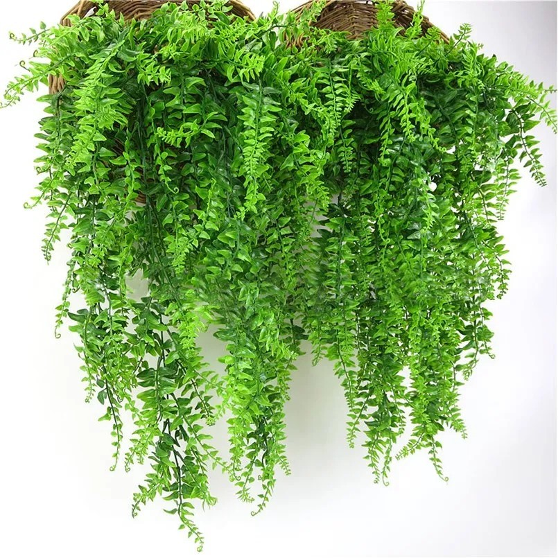 4Pcs Artificial Boston Fern Hanging Vine Foliage Silk Plant Home Decor