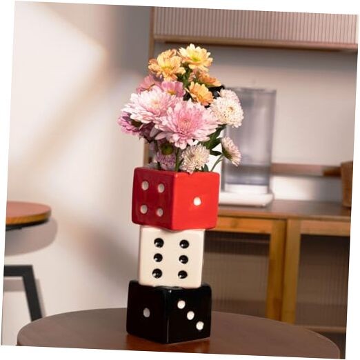 Funky Dice Vase – Unique Ceramic Home Decor for Red, White and Black Dice Vase