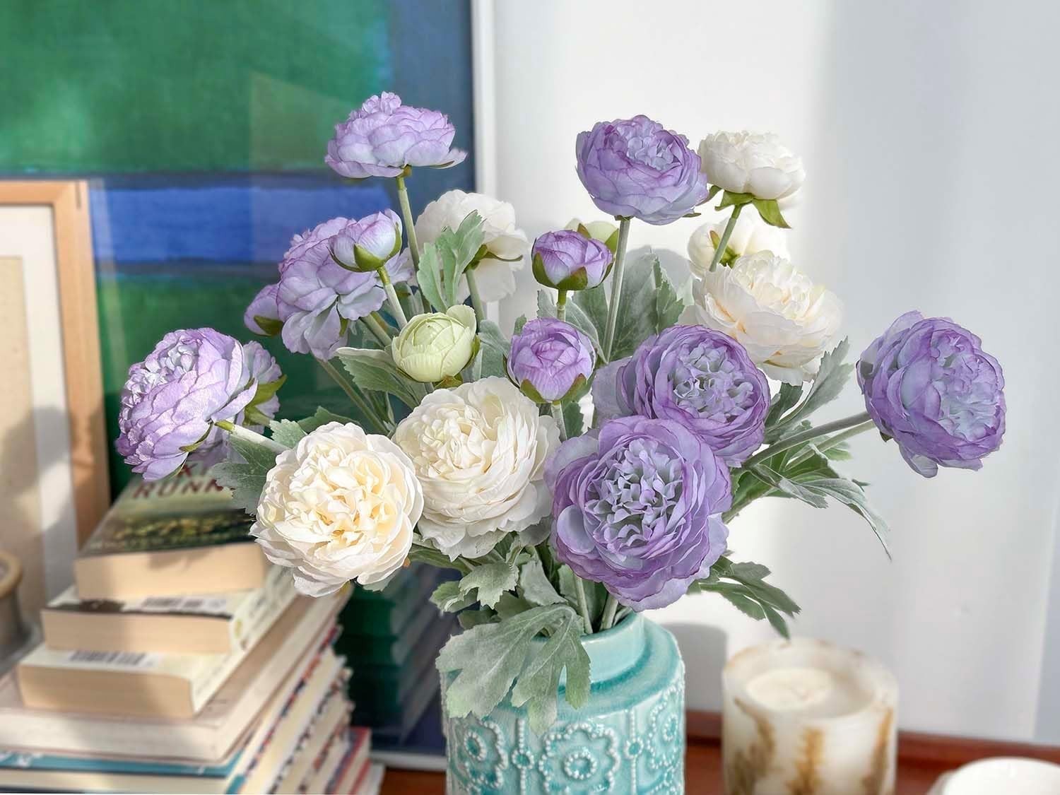 7 Pcs Peony Artificial Flowers with Stems, Faux Pink and Hotpink Peonies Stem fo