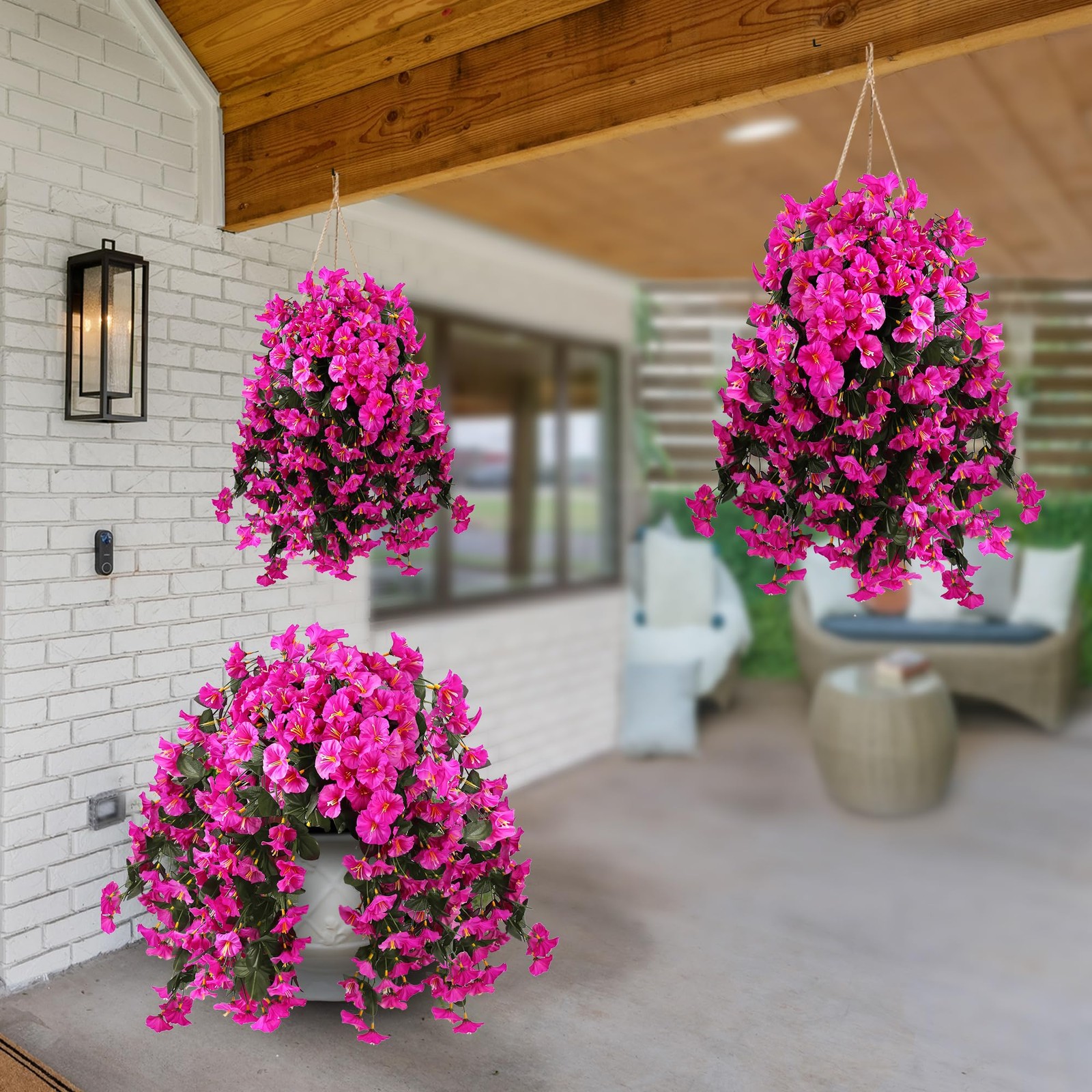Artificial Fake Hanging Flowers Plants for Outdoor Outside Spring Summer Deco…