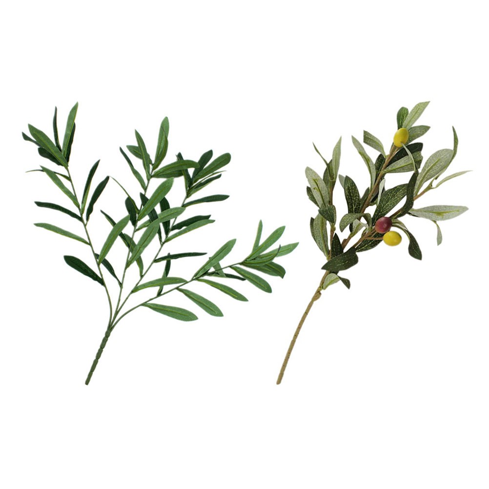 2Pcs Wear Resistant Plastic Olive Branch Decorative Plants for Office and Home