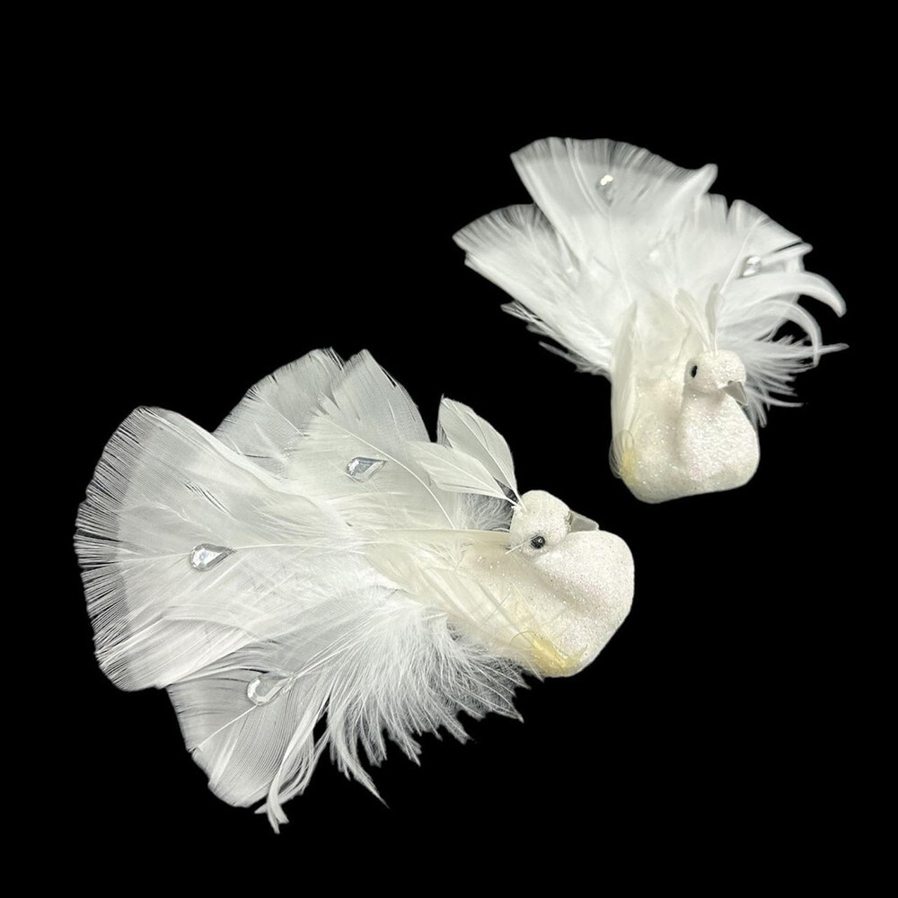 10 Pc 4-1/2″L Artificial Peacock Bird Glitter Gems Foam Feather Craft Decoration