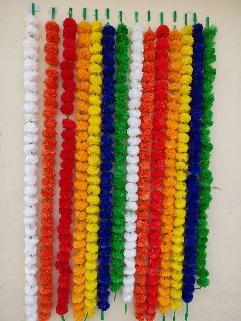 Indian Wedding Flower Garlands Diwali Home Decoration40 Pc Artificial Marigold