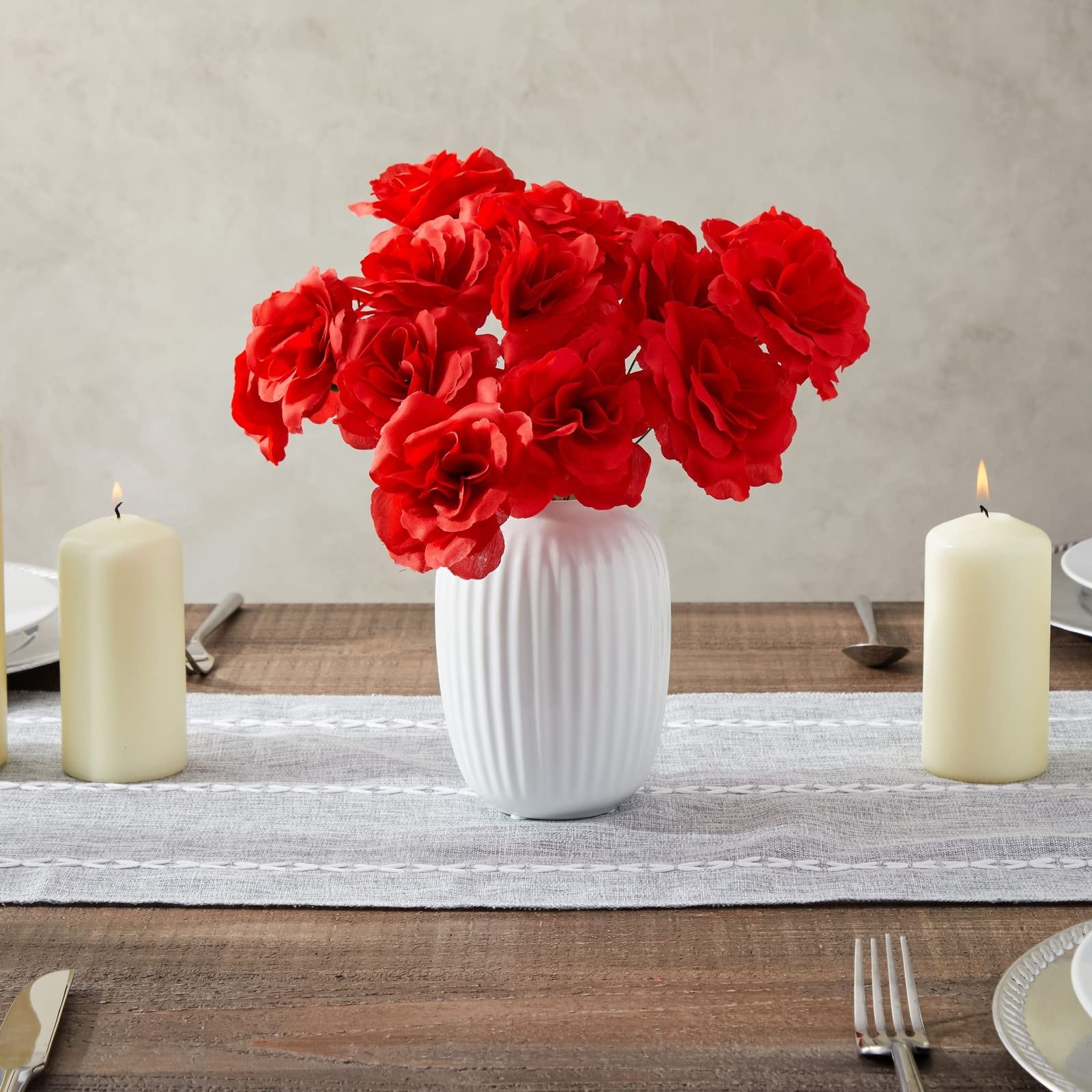 Red Flowers for Centerpieces – 50 Count, 3-Inch Stemless Silk Flower Heads, R…