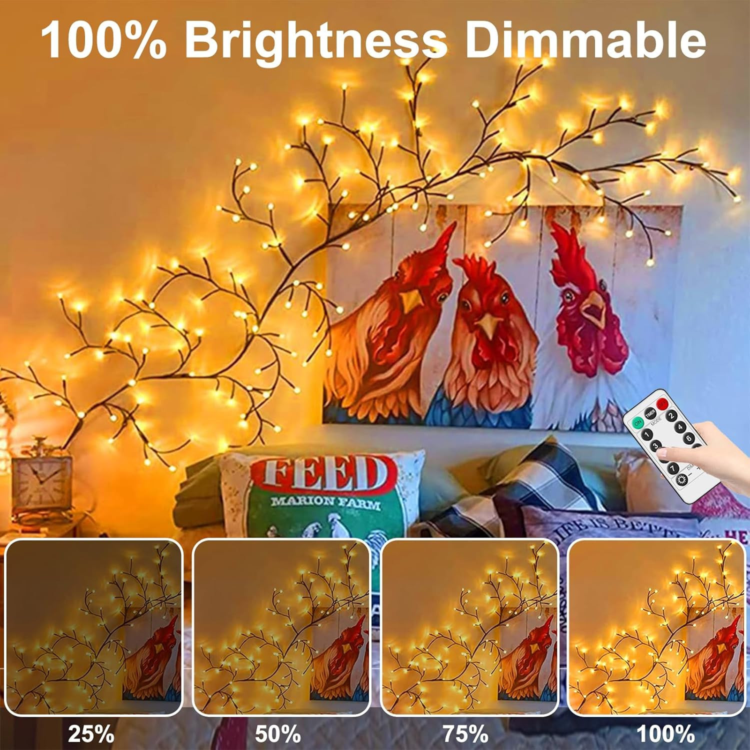 2PCS Twinkling Willow Vine Lights with Remote for Room Decor, 7.5Ft