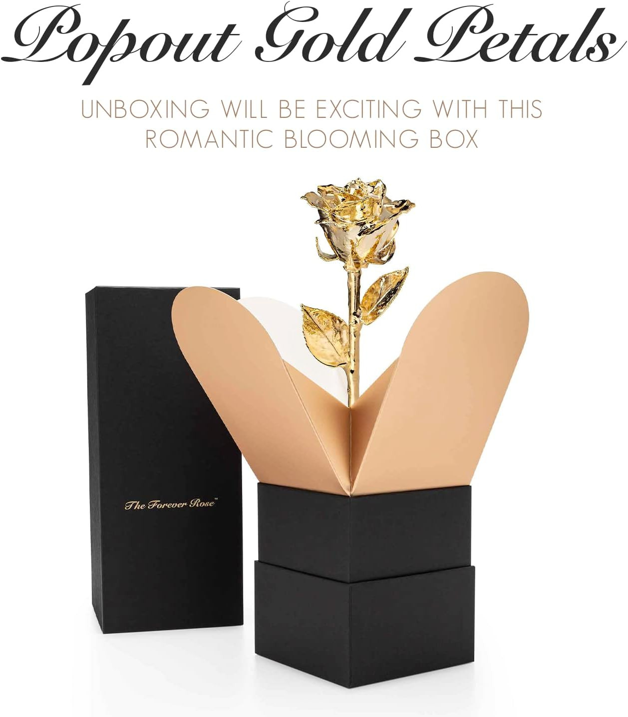 Bloom Box Bundle | a Genuine, One of a Kind Hand Dipped Gold Rose with Beautiful