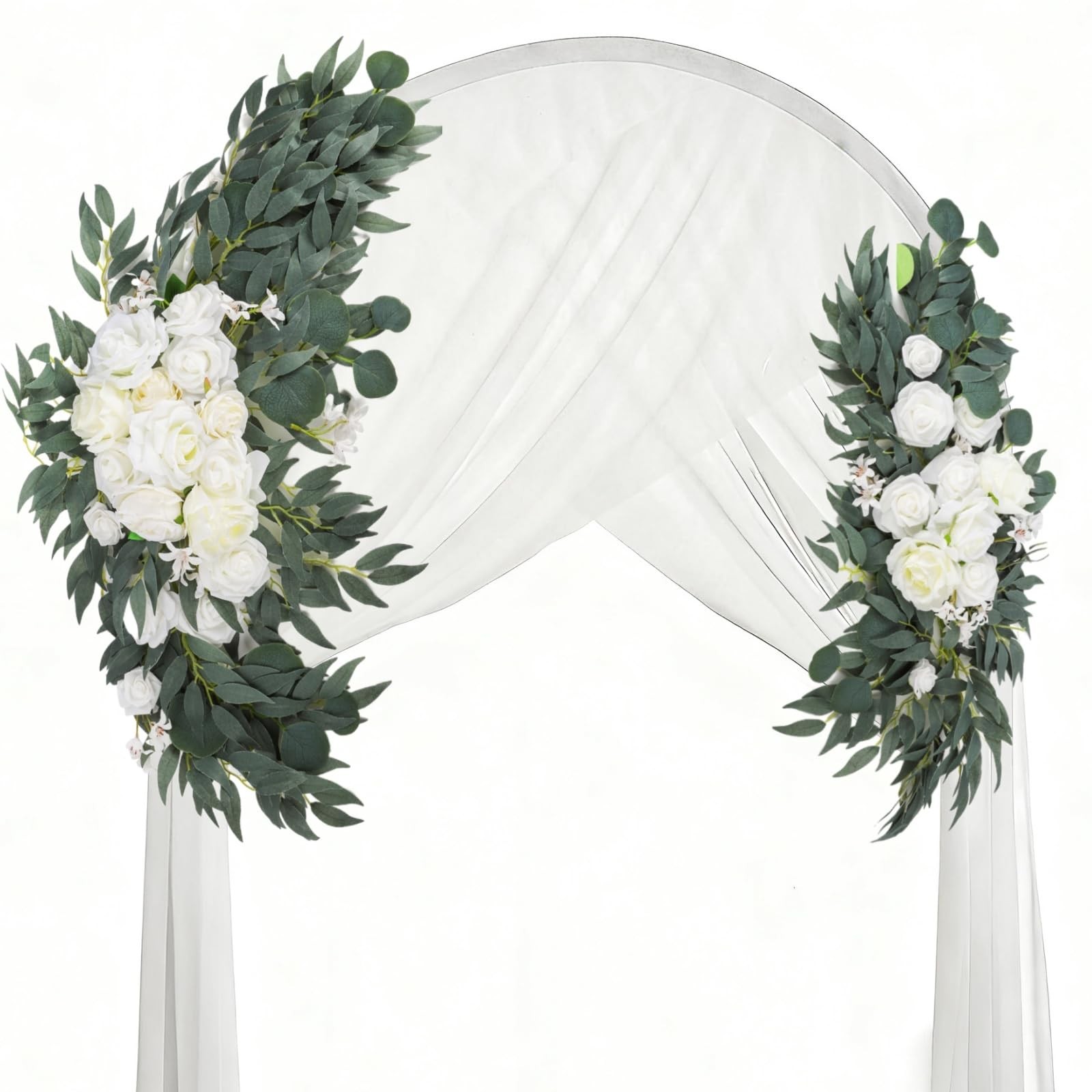 2 Pack Artificial Wedding Arch Flowers, 28”/20” Floral Swag Arrangement Set, …