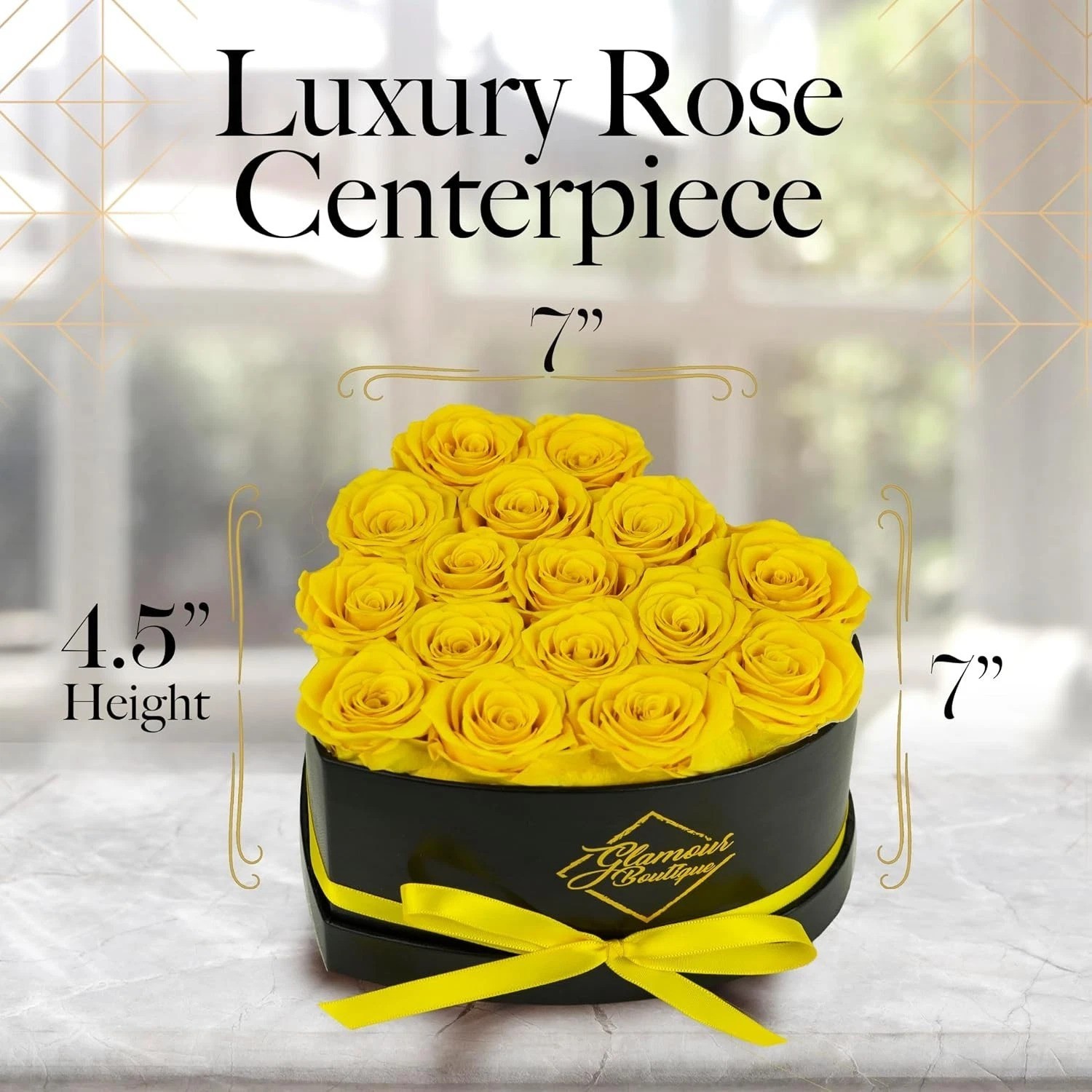 Beautiful 16 Yellow Eternal Roses Heart Box – Mom Anniversary Birthday Gift