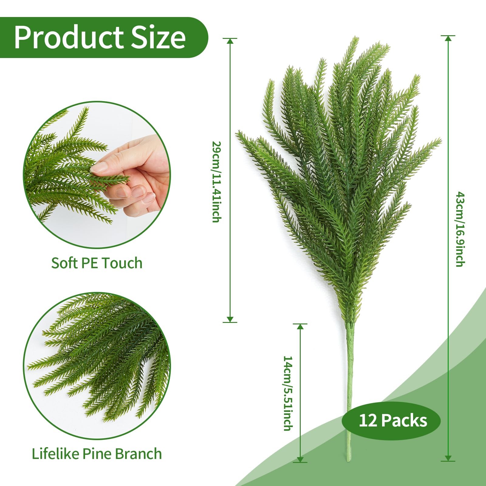 45 Pcs Christmas Decorations, Artificial Greenery Christmas Ornaments Norfolk