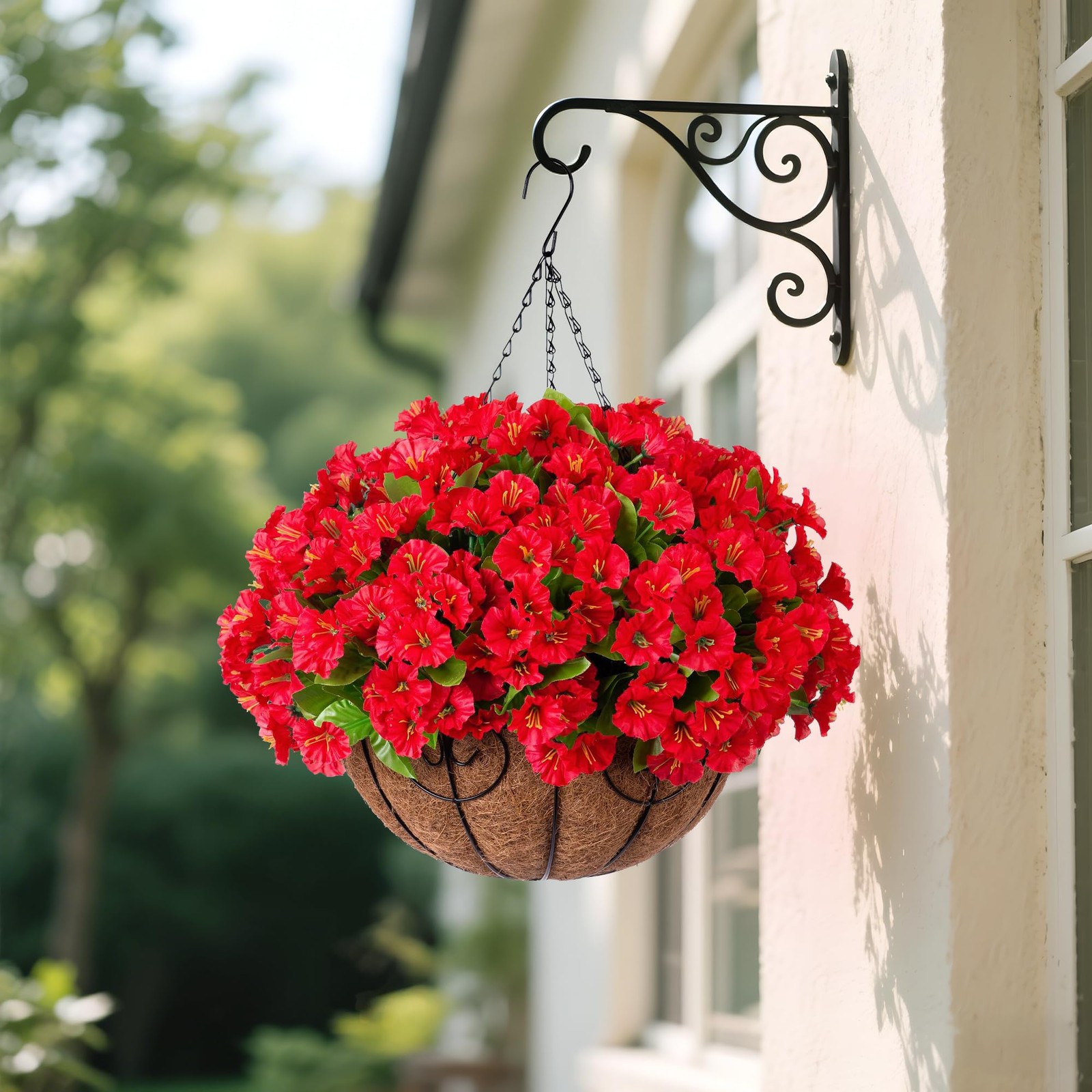 Artificial Hanging Flower Plants with Basket for Outdoor Decoration, Faux Pet…