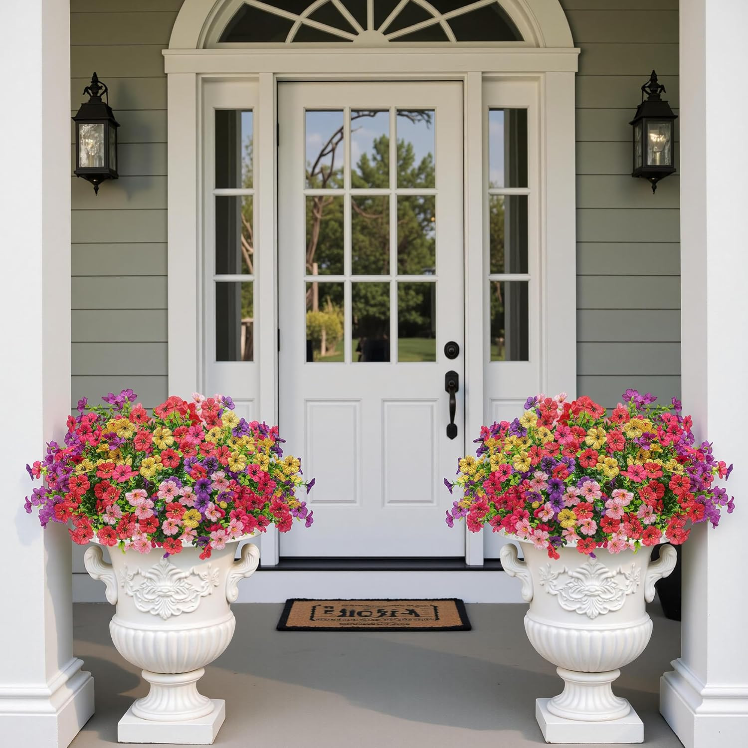 Artificial Faux Flowers Plants for Outdoors outside Spring Summer Decoration,12