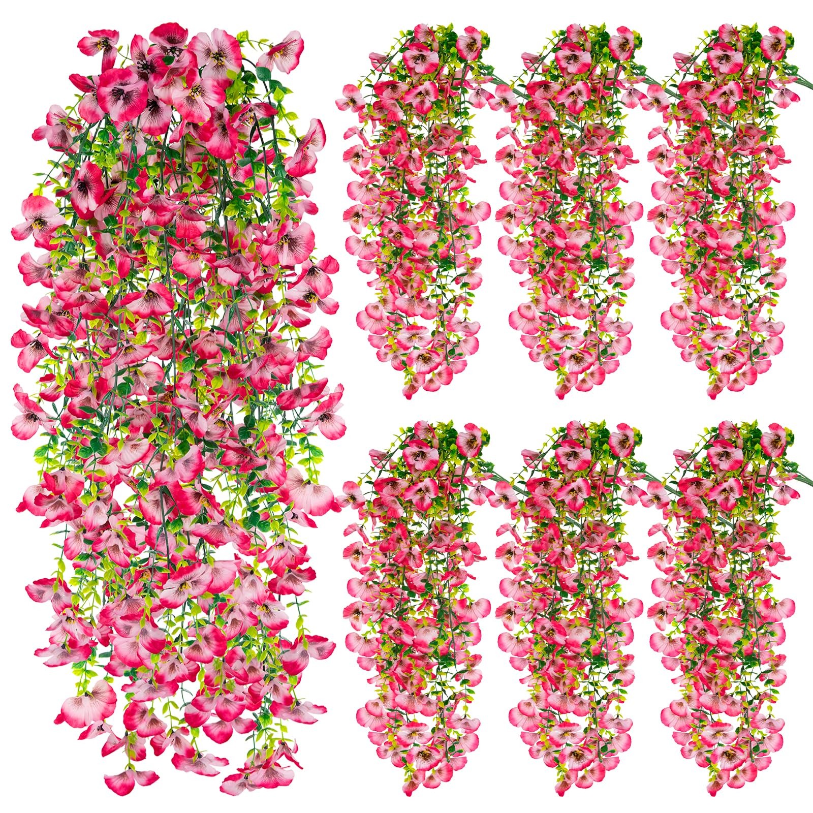 6 PCS Artificial Hanging Pansy Flowers, Silk Flowers for Outside, UV Resistan…
