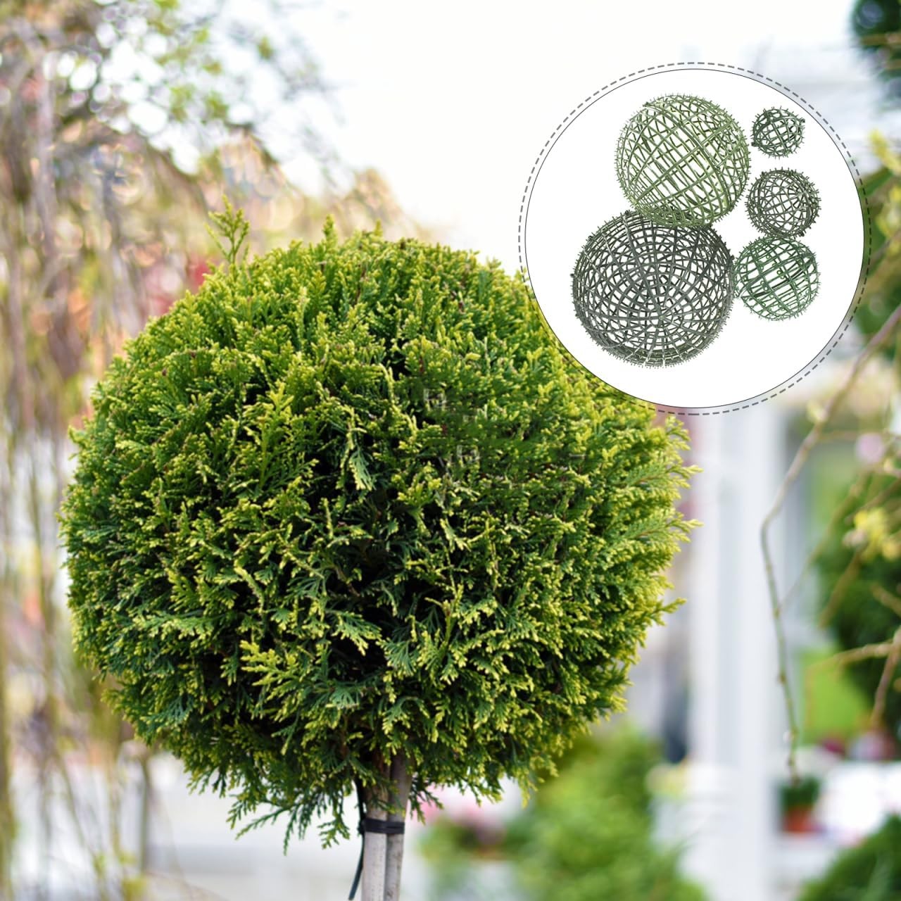 Artificial Plant Topiary Ball Support Cage Green Plastic Flower Arrangement