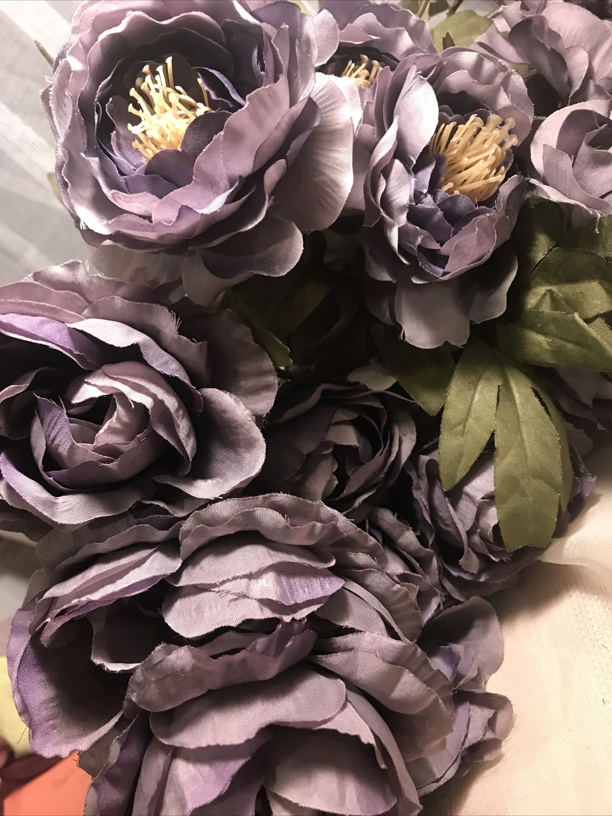 Beautiful Faux Silk Flower Bunches Bouquet (2) NEW Floral Centerpiece Purple