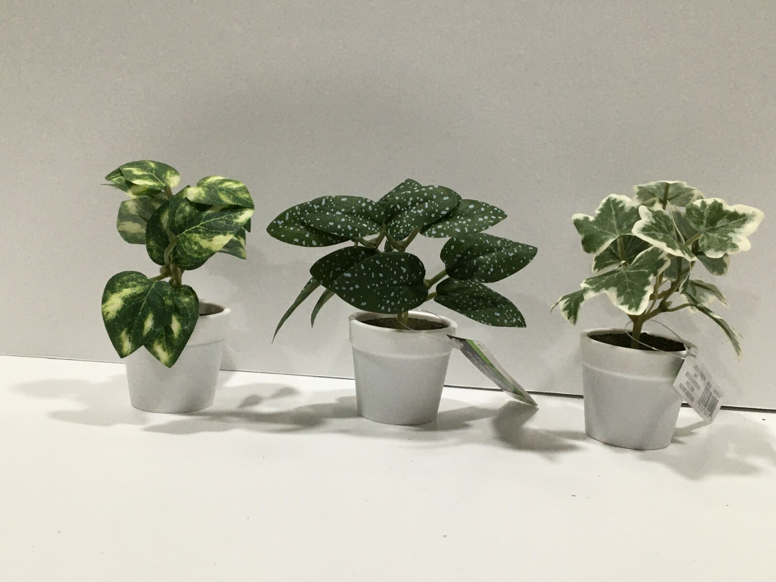 NEW 4″ MINI WHITE FLOWER POT ARTIFICIAL POTTED PLANTS X 3 DOLLHOUSE TRAY