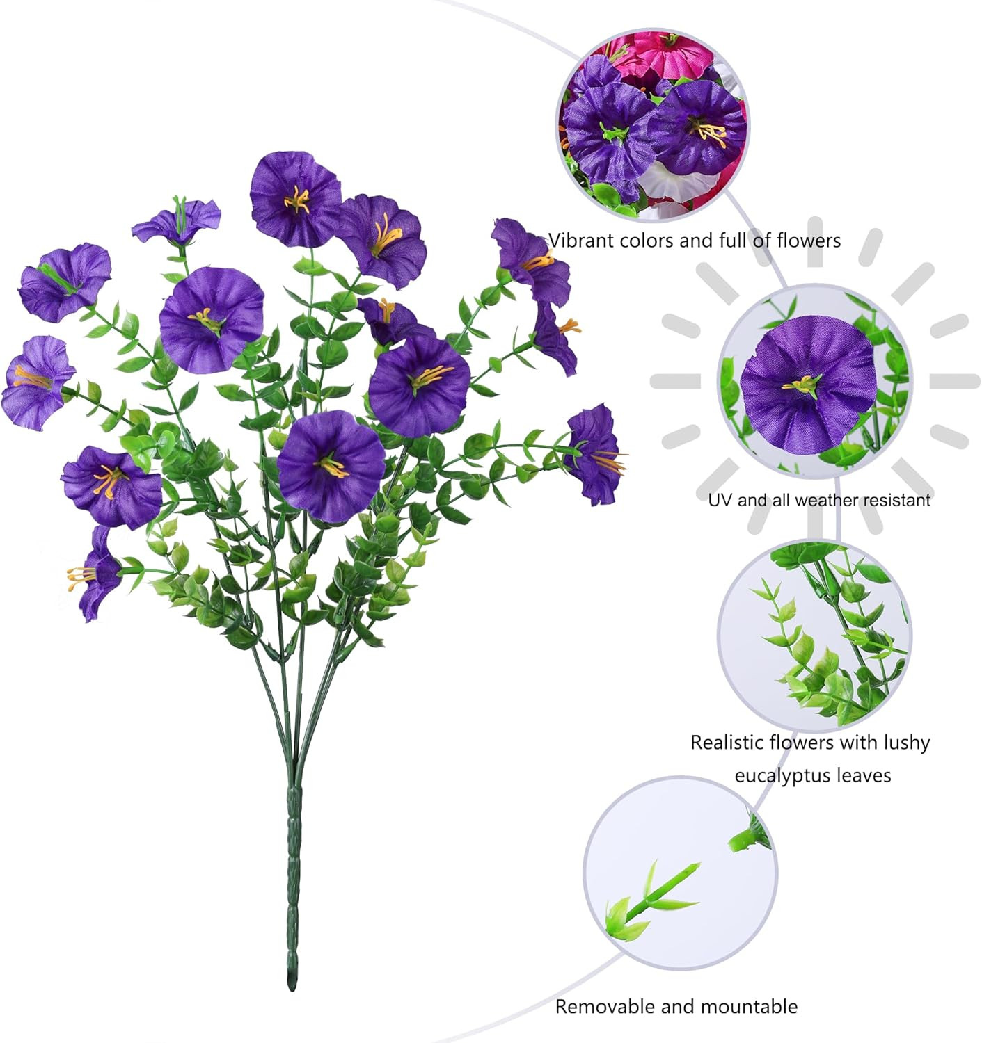 24 Bundles Artificial Flowers for Outdoors Faux Plants Summer Outdoor Decoration