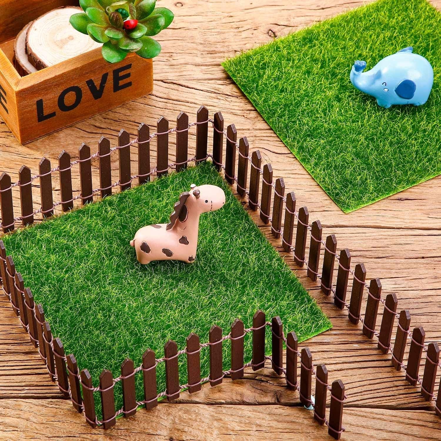 4 Packs Artificial Grass Mats 6×6 Inch Fake Turf Decor for DIY Dollhouse Fair…