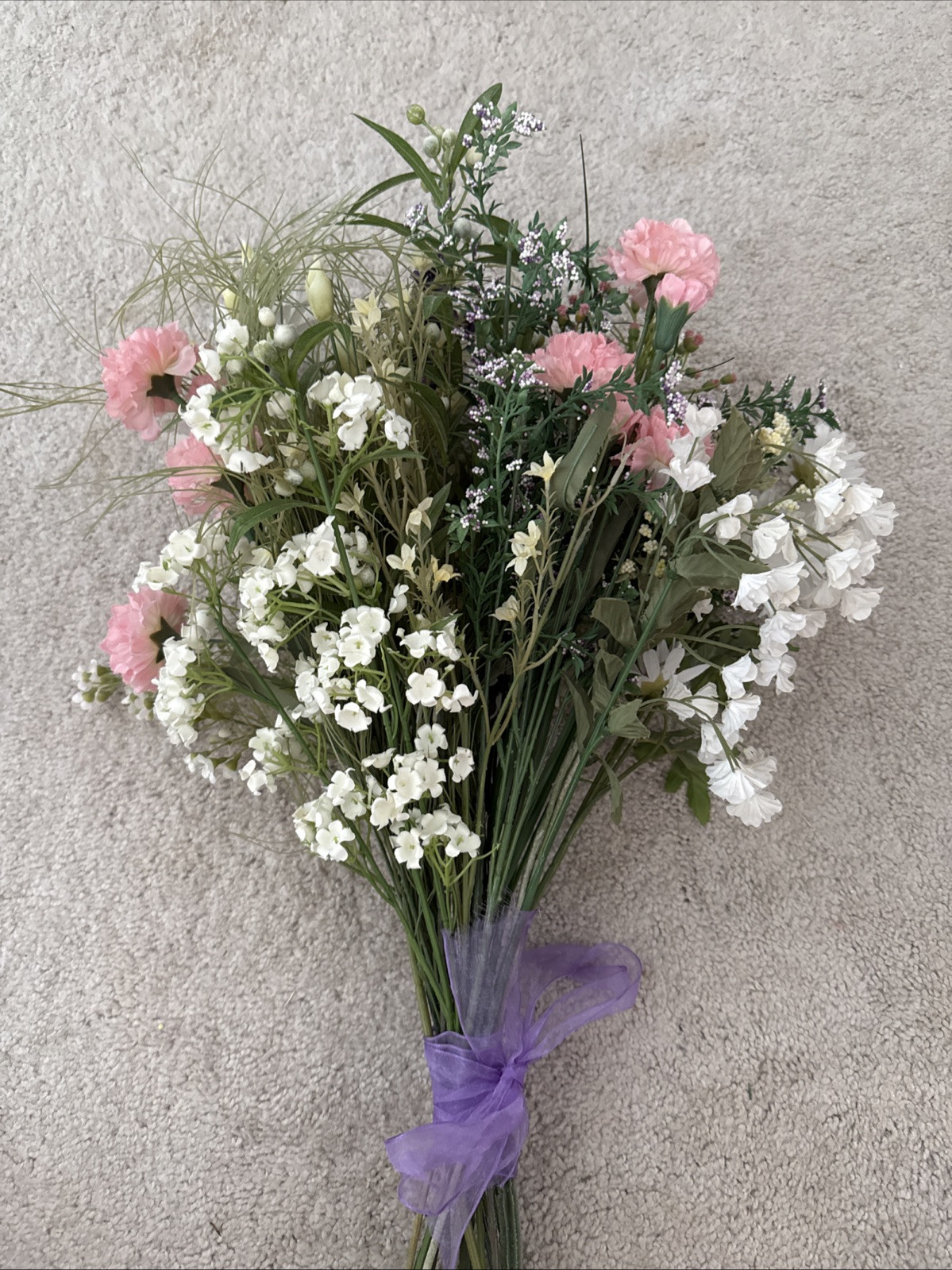 Floral Arrangement Bouquet Flowers Pink Purple White Yellow Green Rustic Wild