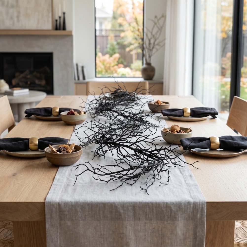 Black Twig Halloween Garland, 6.2ft Spooky Branch Faux Hanging Vine for