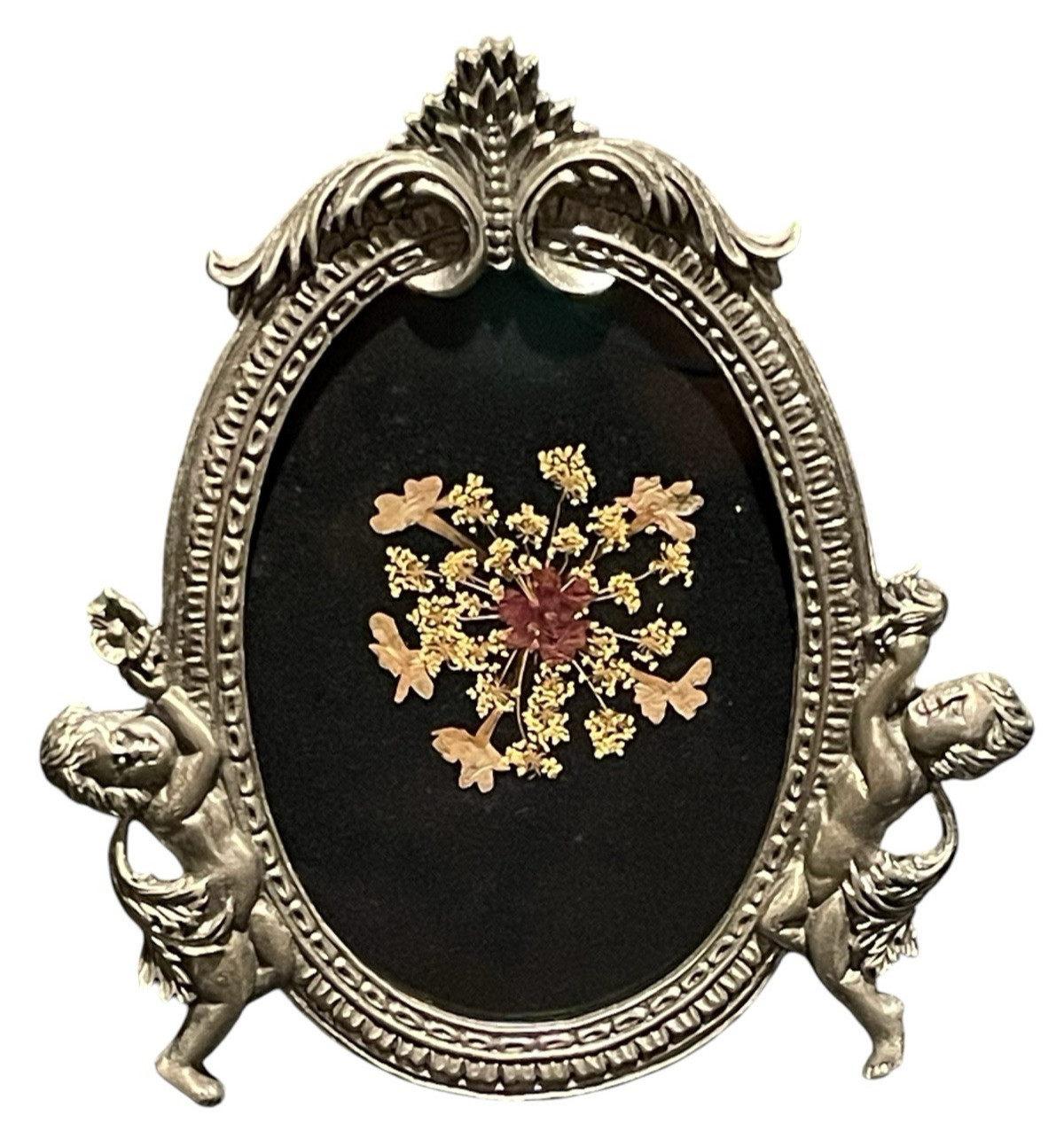 VTG Lasting Impressions Real Dried Pressed Flowers In Glass Pewter Frame Canada