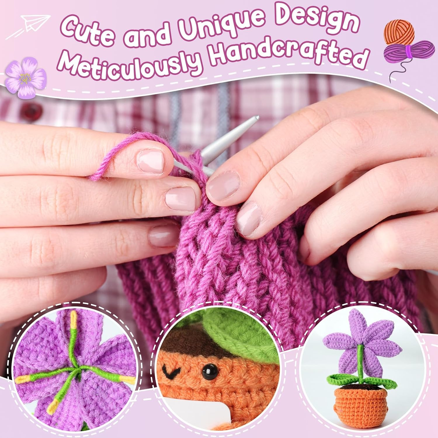 Crochet Purple Lily Flower – Happy Birthday Gifts for Women, Friends, Coworkers